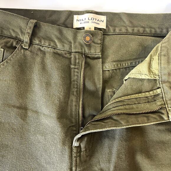 NILI LOTAN Mitchell High Rise Straight Leg Jeans in Army Green Size 10 - Picture 9 of 13